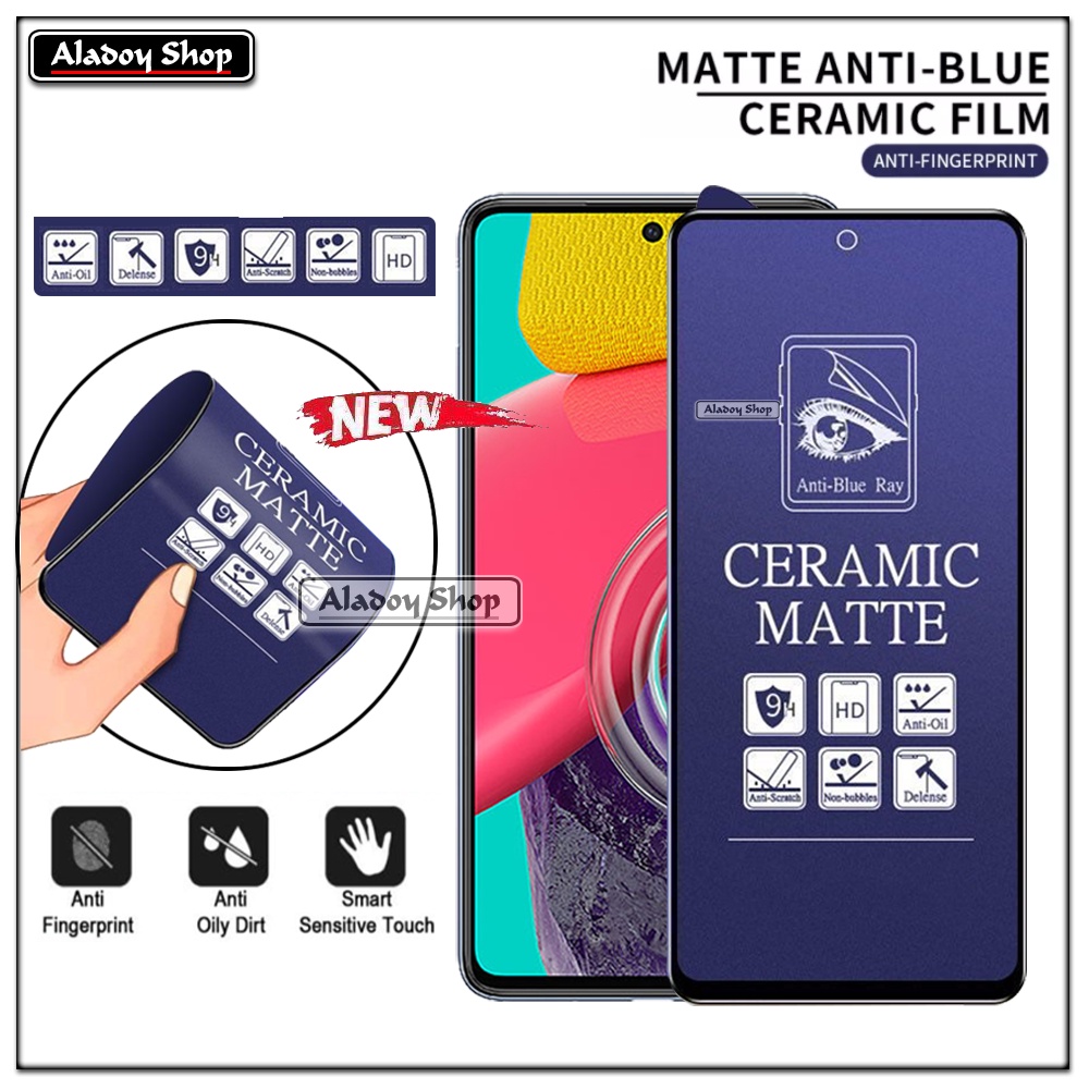 PAKET 3IN1 Anti Gores Blue Matte Anti Glare Samsung M53 5G + Tempered Glass Camera dan Skin Carbon