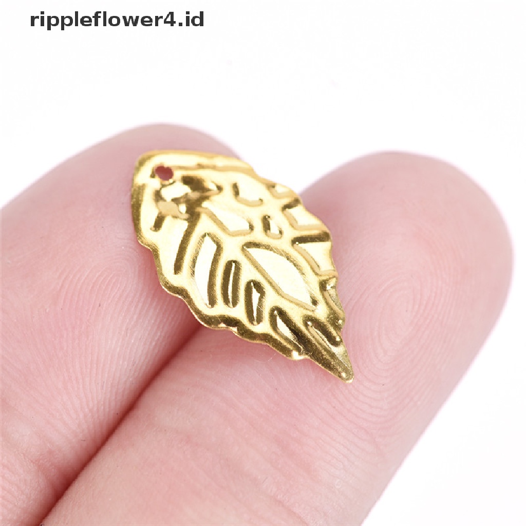 {rippleflower4.id} Fashion 50Pcs Daun Kerawang Kerajinan Logam Perhiasan DIY Aksesoris Liontin~