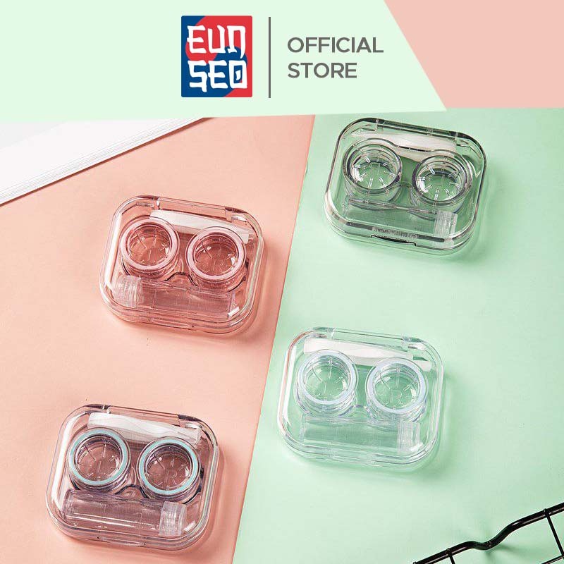 EUNSEO Kotak Softlens Transparan Premium Case Softlens Bening + Jepitan + Botol Import Korea