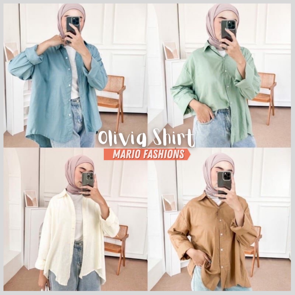 Kemeja Wanita Linen Oversize Olivia Shirt Linen Pocket