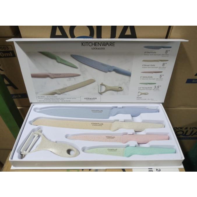 LOCK & LOCK KITCHENWARE COOKPLUS KNIFE SET PASTEL GIFT SET PISAU DAPUR
