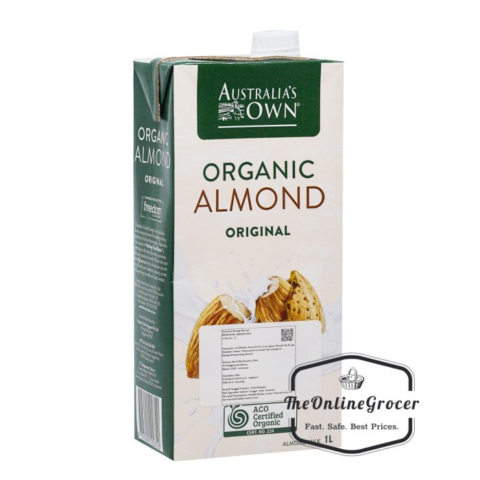 

[TERJANGKAU] [TERBARU] Australia's Own Organic Almond Milk Unsweetened-Susu Kacang Almond 1L