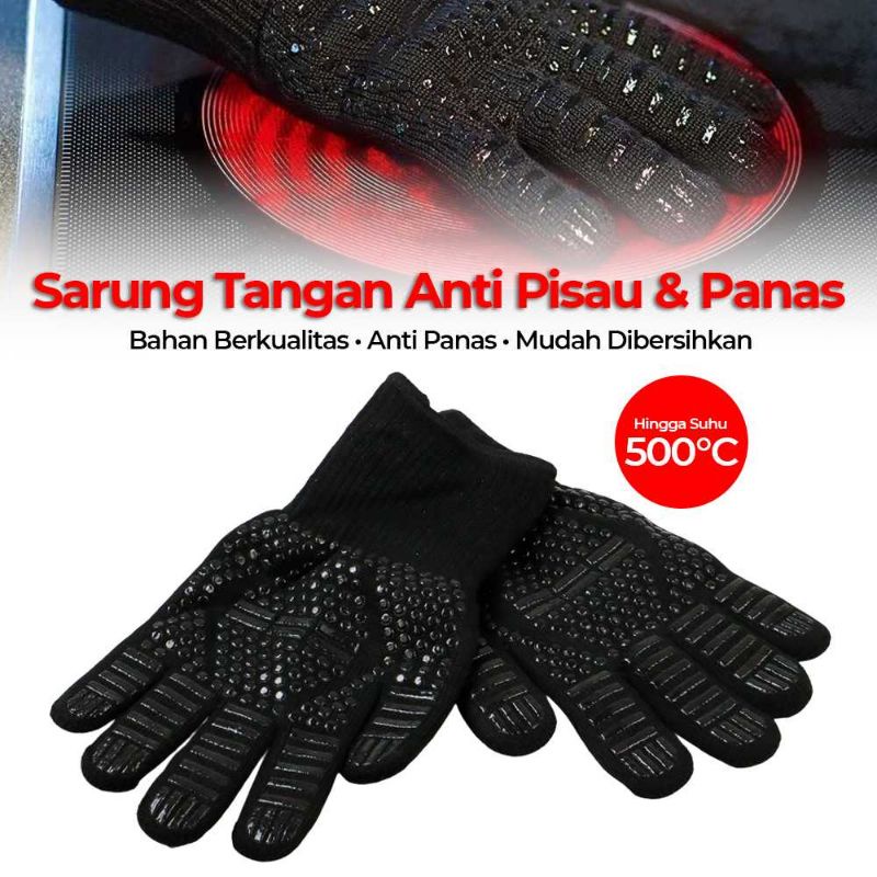 Weibolshout Sarung Tangan Anti Pisau &amp; Panas Heat Resistant Oven