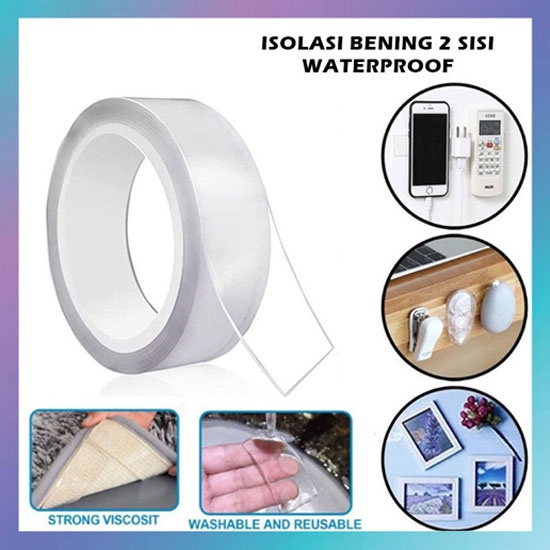 

Double Tape Nano Bening Tranparan 1M / Nano Tape 1 Meter / Double Tape Ajaib Isolasi Bening / Tempelan Serbaguna