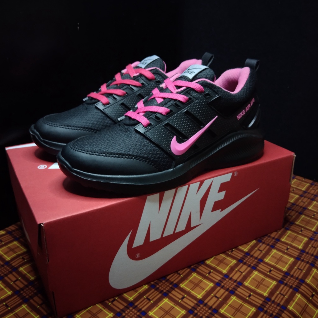 Sepatu Pria Wanita Black Pink Running / Sepatu Sneakers Pria Dan Wanita Black / Sepatu Sekolah Hitam