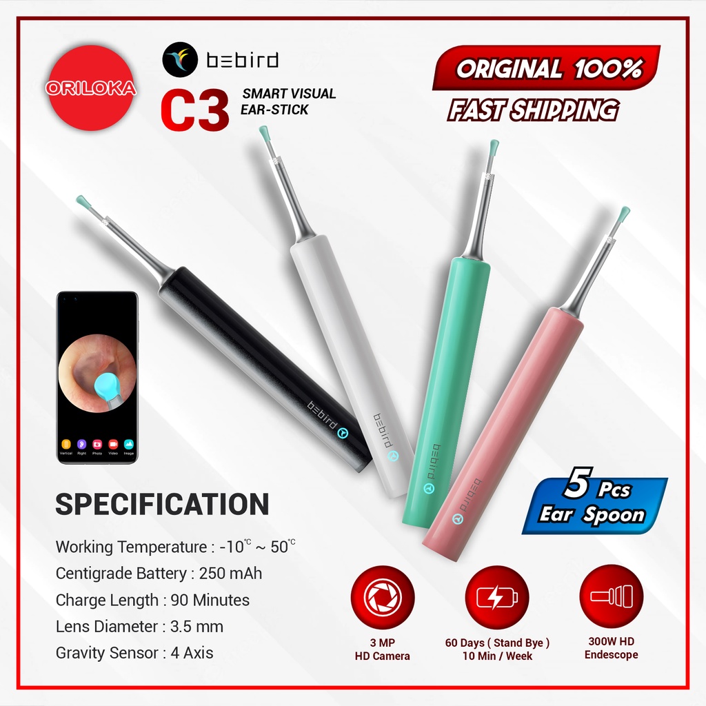 BEBIRD C3 Ear Cleaning WIFI Smart Visual Earpick - Korek Kuping