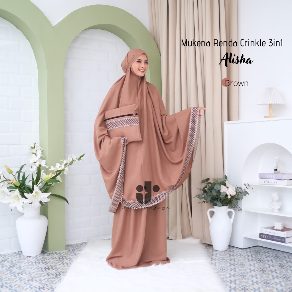 Mukena Crinkle 3in1 alisha series || Mukena crinkle jumbo 3in1 renda import