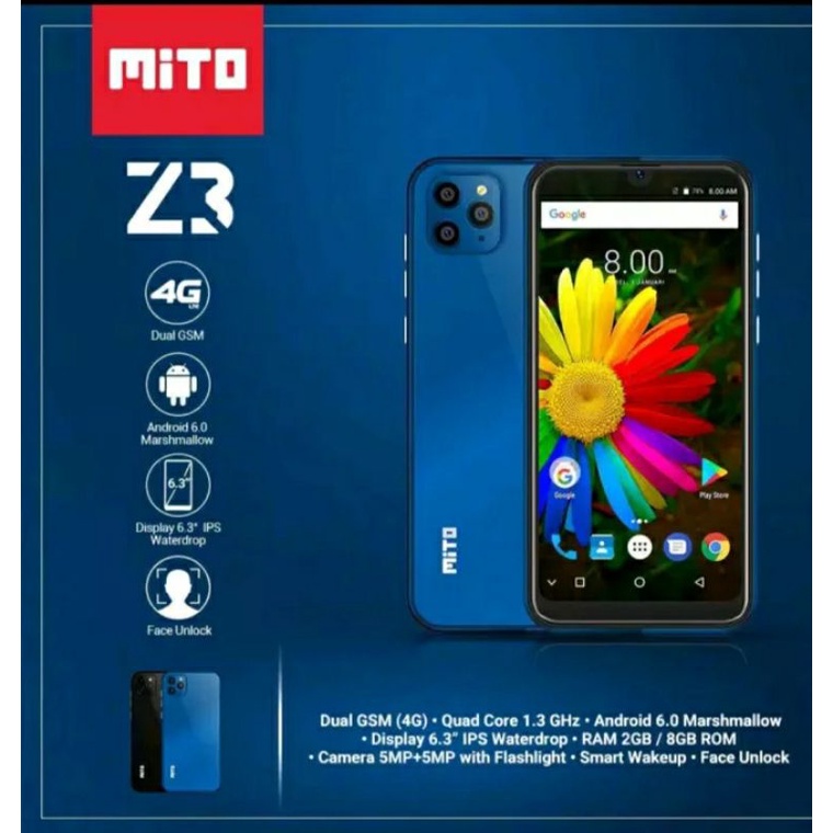 hp android mito z3 ram 2gb rom 8 4g promo cuci gudang