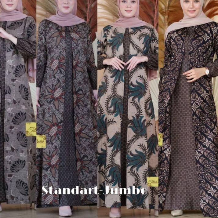 ✓ Gamis Batik Jumbo Modern  - Gamis Busui All Size/Gamis Batik Kombinasi - Gamis Batik Terlaris