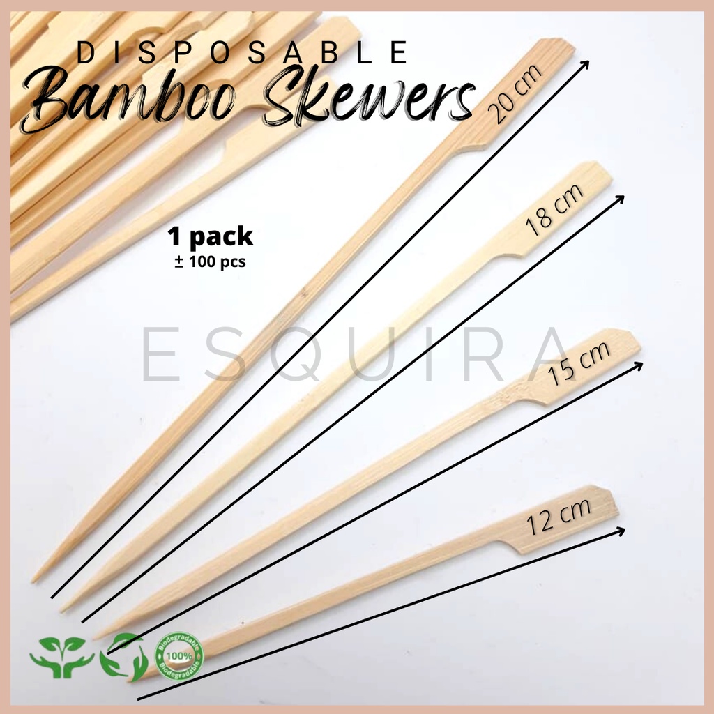 Disposable Bamboo Skewers / Tusuk Sate Jepang 20 Cm / 100 Pcs / WS0420