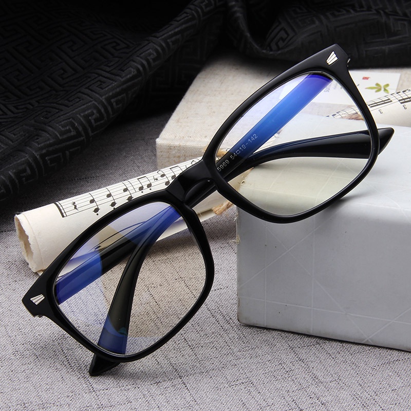 (YUZHU) Kacamata Komputer Anti Cahaya Biru Vintage Fashion Dua Warna Square Frame Eyeglasses Unisex