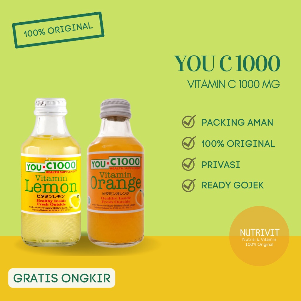 YOU C 1000 JERUK/LEMON 1 BOTOL KACA