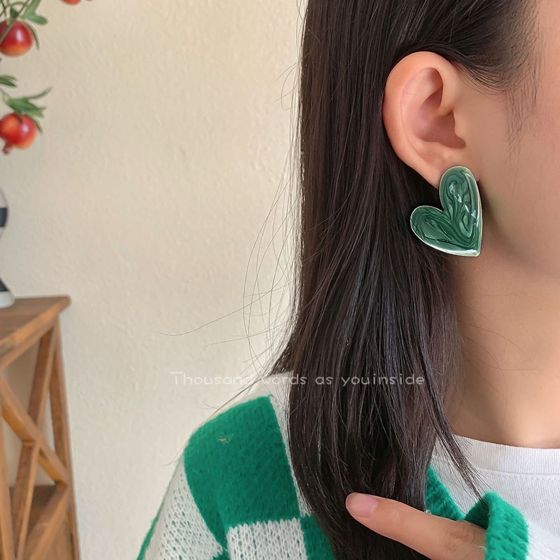 Musim Semi Anting Hijau Baru Earrings Muda Ins Cahaya Anting Temperamen Mewah Wanita