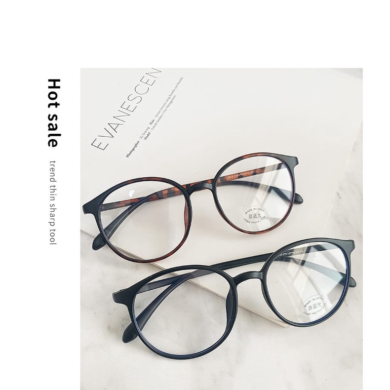 WD Kacamata Anti Blue Light Anti Radiasi Blue Ray Gaya Korea 2022 Bentuk Bulat Oval untuk Pria dan Wanita 6814-5