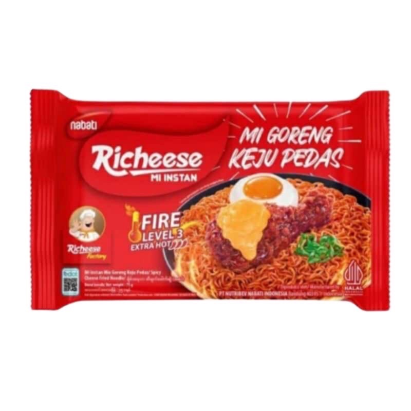 

Nabati Richeese Mie goreng keju pedas fire level 3 75gr