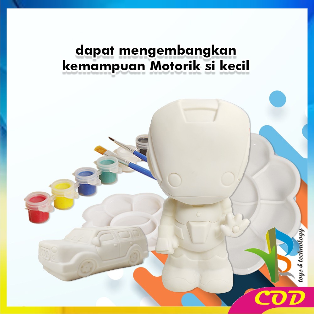 RB-M255 Celengan Anak Lukis Karakter / Mainan Edukasi Paket Melukis Anak / Celengan Unik Mewarnai / Tabungan Anak Lucu
