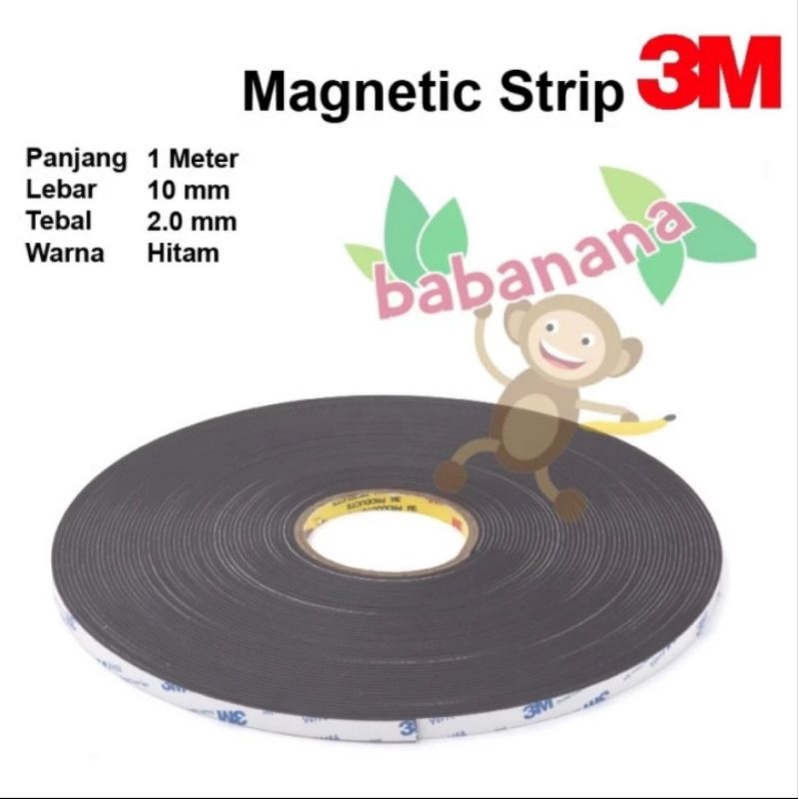 Magnet strip 3M Original 1 meter x 10mm x 2mm magnetic lembaran lembar