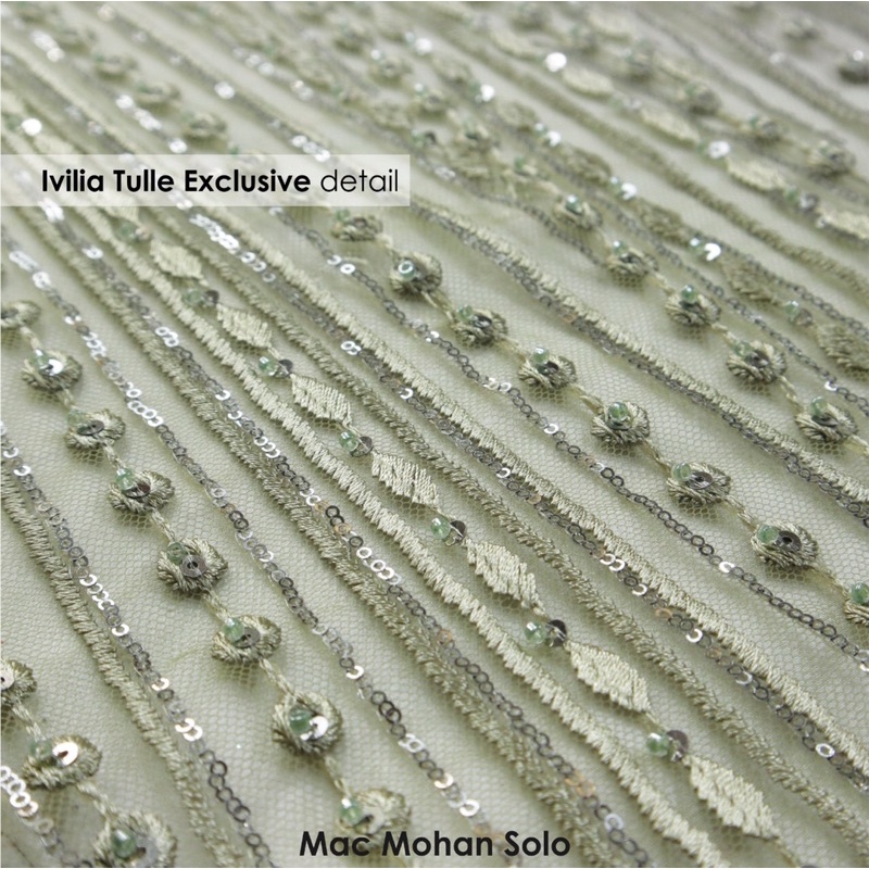 [NEWEST ARRIVAL] IVILIA TULLE EXCLUSIVE TILE BORDIR PAYET SHAPE LINEAR DESIGN PER 0.5M BY MAC MOHAN UNTUK WEDDING DRESS GOWN KEBAYA OUTER