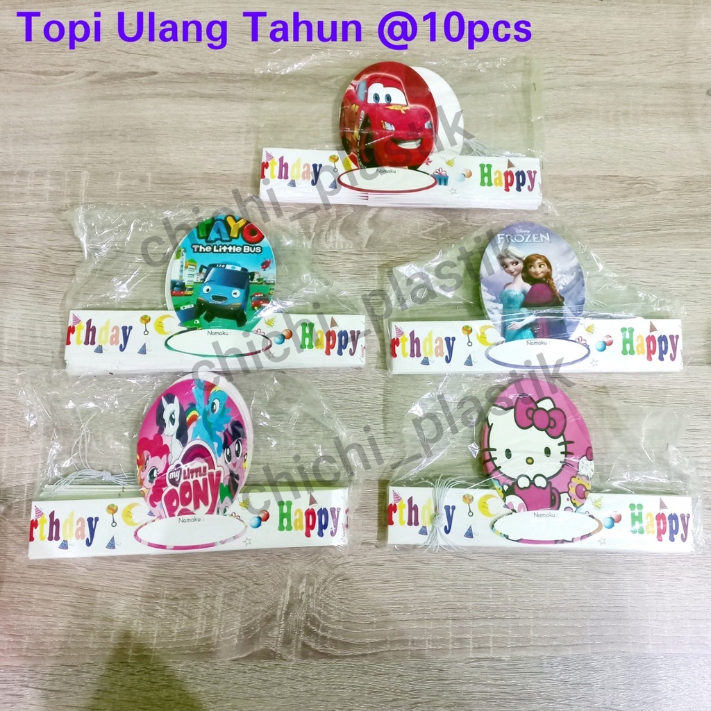 10PCS Topi ulang tahun anak karakter mahkota