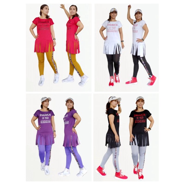 Set Kaos Senam Zumba | Pakaian Olahraga Wanita Lengan Pendek