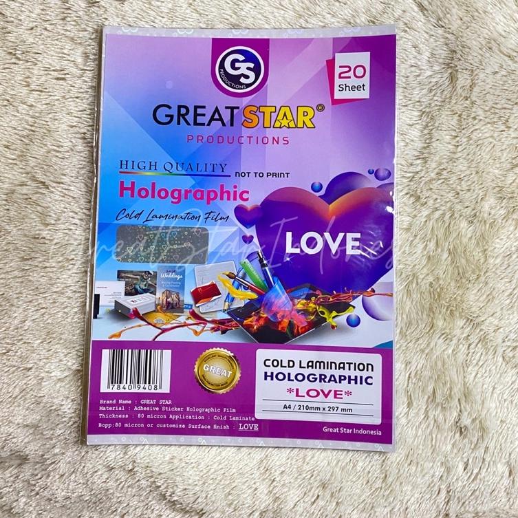 

[P[97 ☎] Cold Lamination Film Holographic Love A4/20-top produk