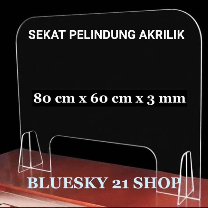 

PARTISI / SEKAT / PEMBATAS MEJA AKRILIK DENGAN LUBANG 80 X 60 GROSIR