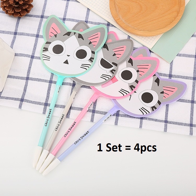 4pcs Pena Pen Pulpen Kipas Motif Kucing OSM-ST0087