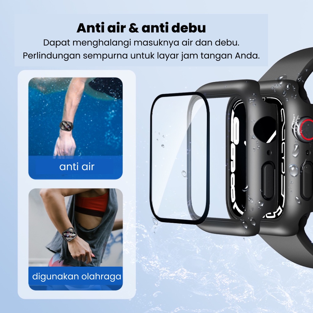 2 in 1 APPLE WATCH Case Bumper Tempered Glass Screen Protector iWatch Full Frame