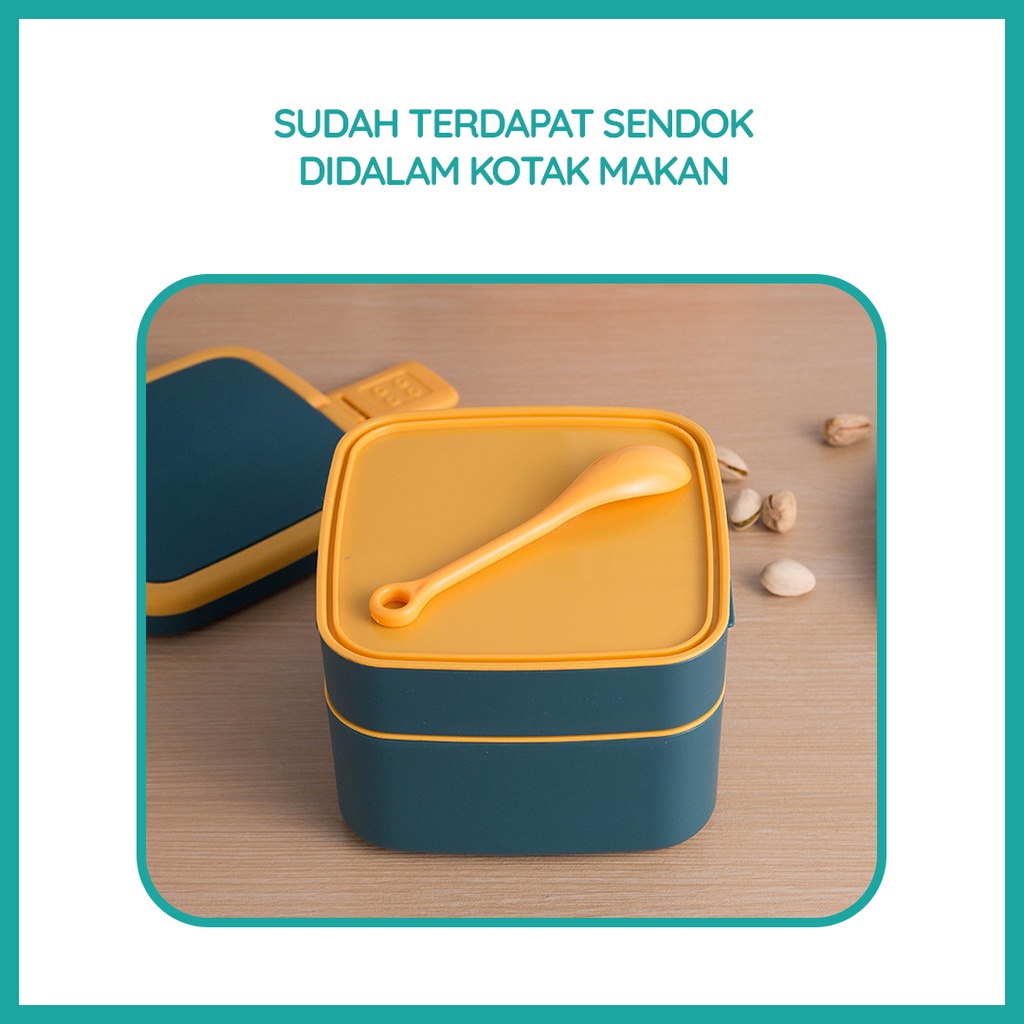 Kotak Makan Siang Portable Dua Lapis / Lunch Box 2 Lapis / Kotak Makan Bento 2 Lapis / Kotak Makan Portable 2 Lapis