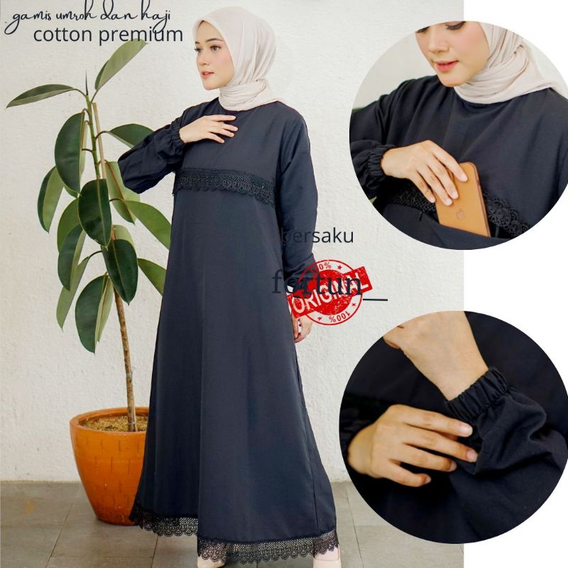 GAMIS UMROH DAN HAJI PUTIH HITAM/Mukena shanum armani silk premium murah/Niqob Niqab Cadar Bandana M