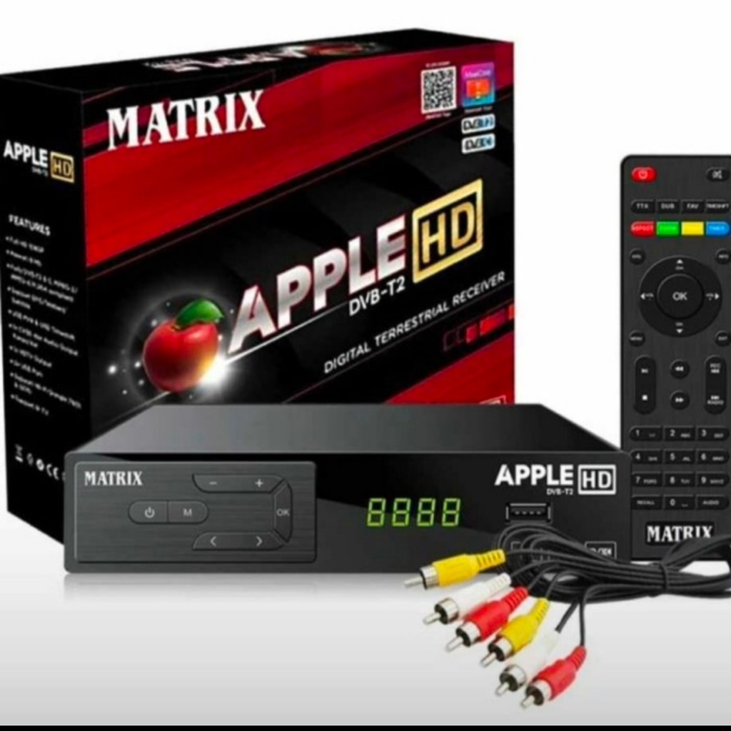 STB MATRIX APPLE ORIGINAL ASLI READY STOCK/ STB Matrix Set Top Box Receiver Siaran Digital TV APPLE HD DVB-T2 MERAH / STB TV Digital