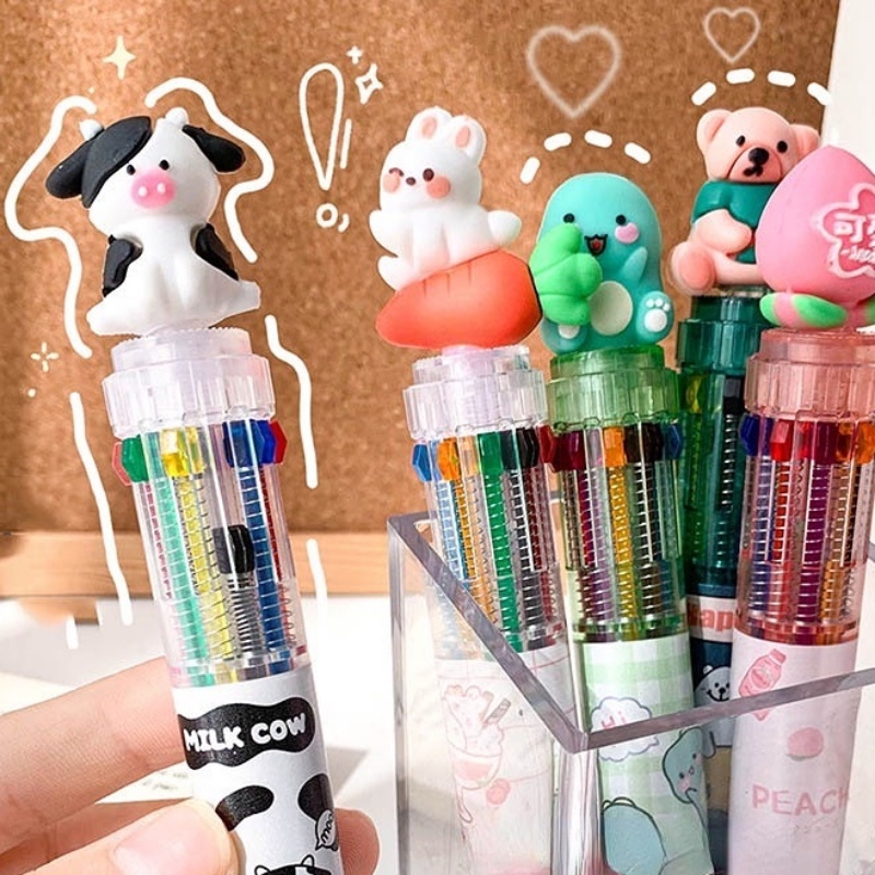 1pc Pulpen Ballpoint Tombol Tekan Yang Dapat Berubah Warna Kreatif/Pena Gel Kartun Bentuk Hewan Lucu/Pena Tulisan Tangan Siswa Hadiah Alat Tulis