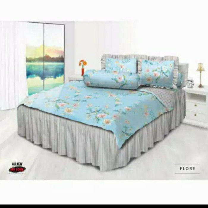 Sprei Rumbai Topi King My Love Flore 180x200 cm - SPREI RUMBAI T 50 CM {Property Off Liliy Grosir