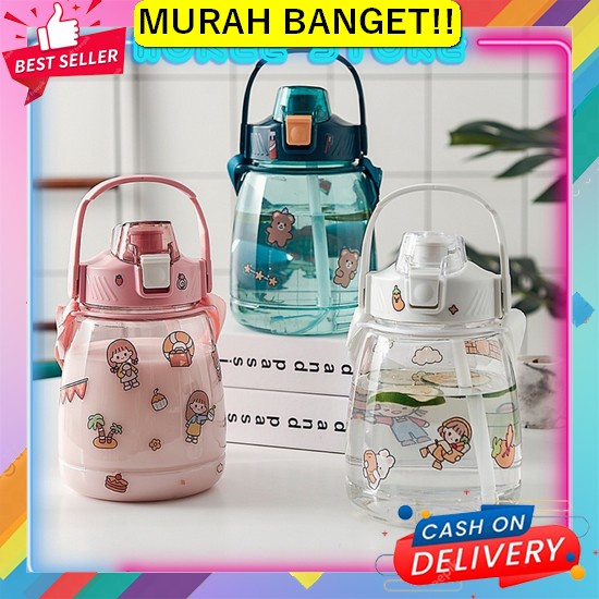 Botol Minum Anak Tanduk Rusa / Botol Bpa Free Jerami Anak + Sedotan, T Botol Minum 1.3 Liter/1 Liter