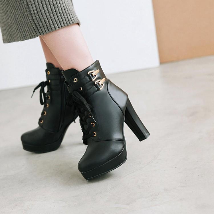 ✅PINKEY P118 NEW!! Fashion Women Boots Shoes PU Leather Breathable Chunky High