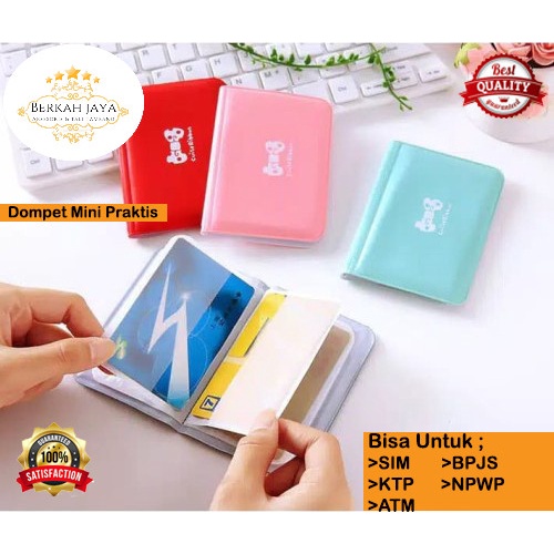 Dompet Kartu Pria Wanita Kulit Kecil Import Credit Card Holder Simple - Pink