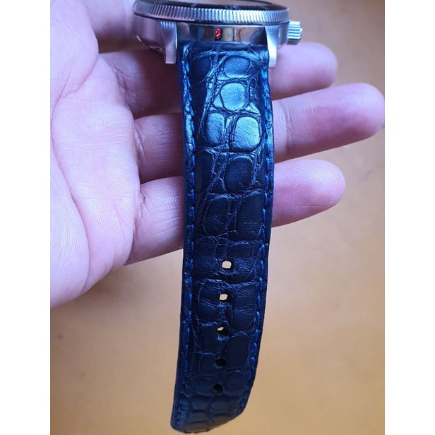 strap jam aligator flank for orient star - dark navy