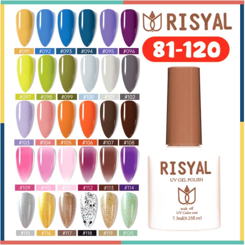 (81-120) RISYAL Kutek Soak Off Gel Halal UV Polish Cat Kuku 7.5 ml KU036