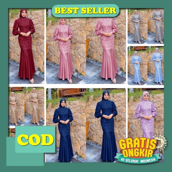 Gamis Maxi Cempaka Aulia / Baju Kondangan Lebaran / Gamis Brokat Tile Mewah Remaja Terbaru 2022 / An