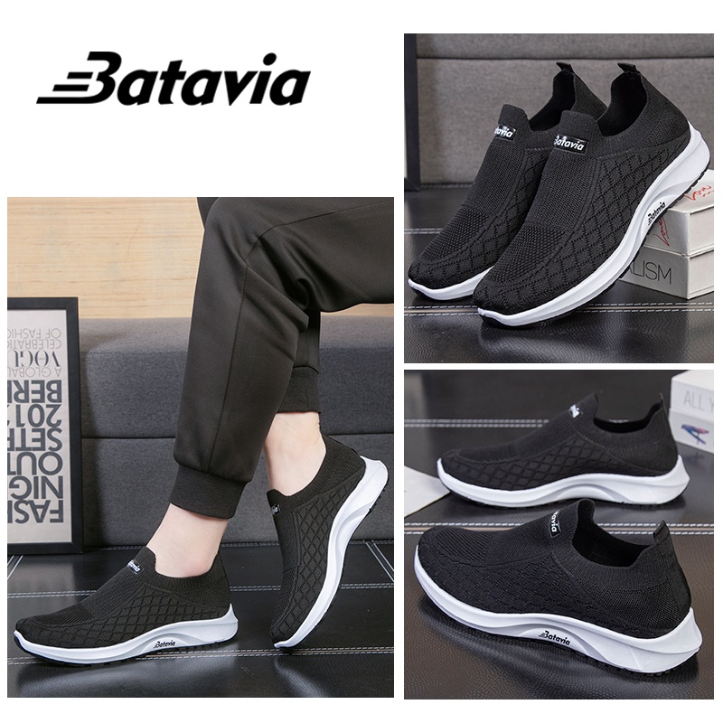 Batavia Sepatu pria sepatu olahraga sepatu siswa hitam mengenakan sepatu kerja B41