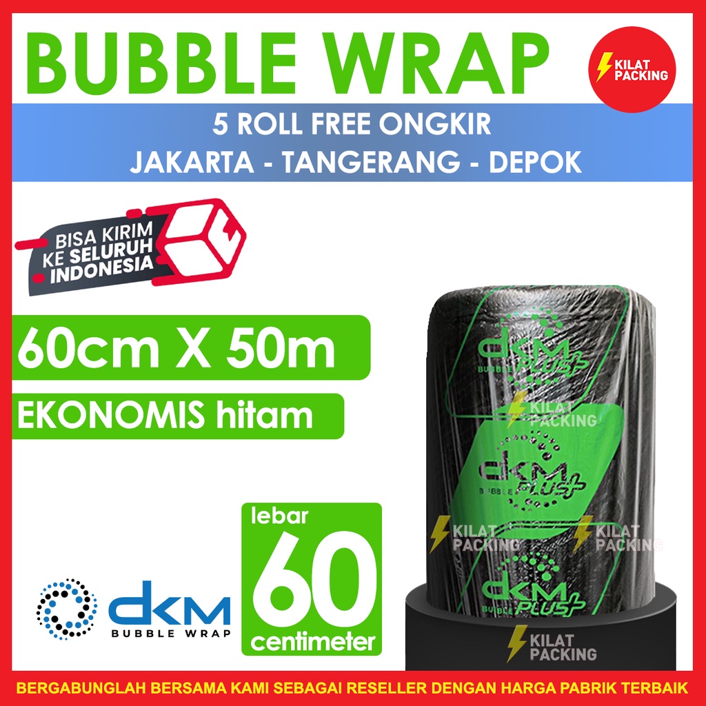 

Bubble Wrap Ekonomis Hitam 60CM X 50M Tebal Plastik Bubblewrap Roll