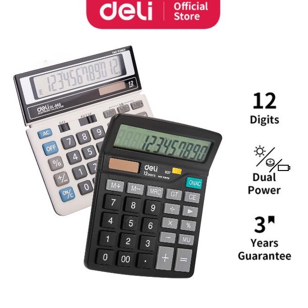 

Deli Kalkulator Meja Dual Power 12 Digit Garansi 3 Tahun W837 W868