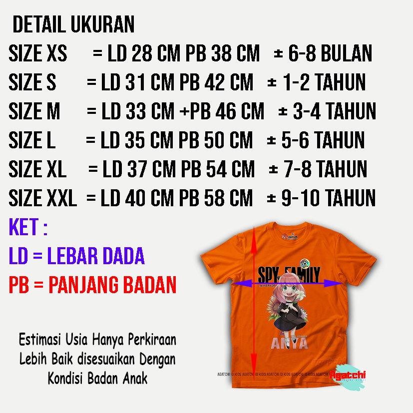 Baju Kaos Atasan Anak Perempuan Agatchi Motif Anya Forger