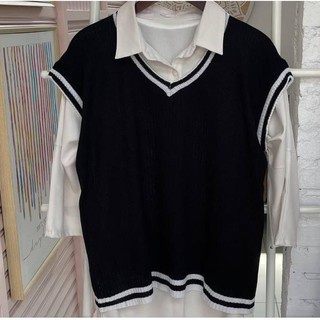PEVITA VEST / ROMPI LIST PUTIH / ROMPI UNISEX / ROMPI RAJUT TERBARU / ROMPI KOREA