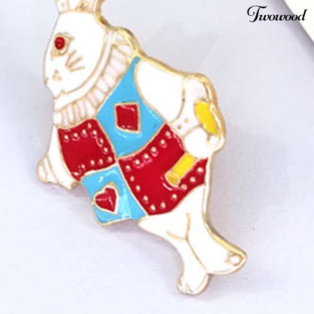 Twowood Mini Bentuk Kelinci Indah Bunny Kerah Bros Lapel Pin Aksesoris Ransel
