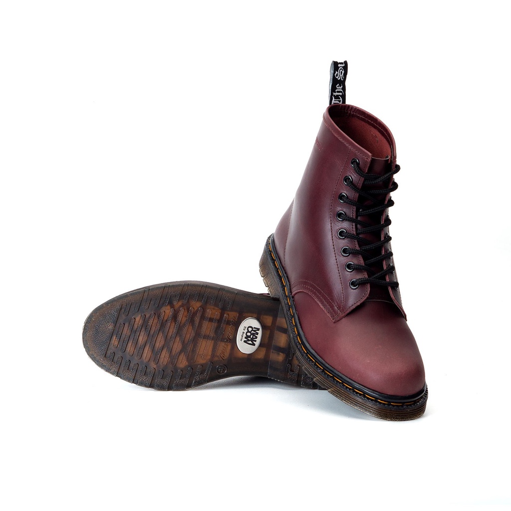 Mancow High Boots Crazy Horse Marun Sepatu Formal Pria Wanita Original Kulit Asli