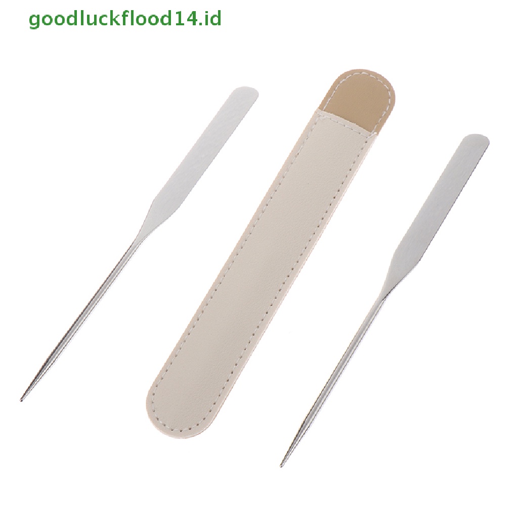 [GOOGFOUR] Spatula Toner Makeup Kepala Ganda Bahan Stainless Steel Dengan Tongkat Pencampur Tas PU [TOP]