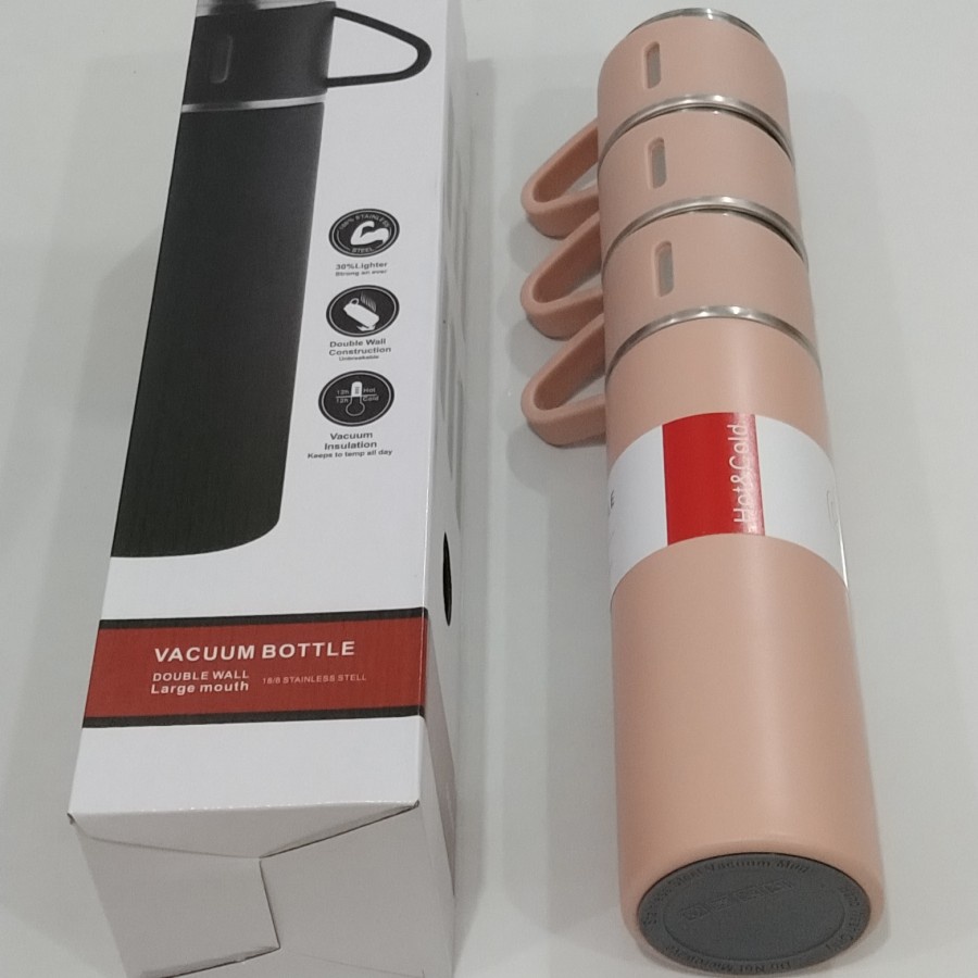 [ASS]Termos Vacuum Flask/Set Botol Minum Cangkir Premium 500ml Panas Dingin
