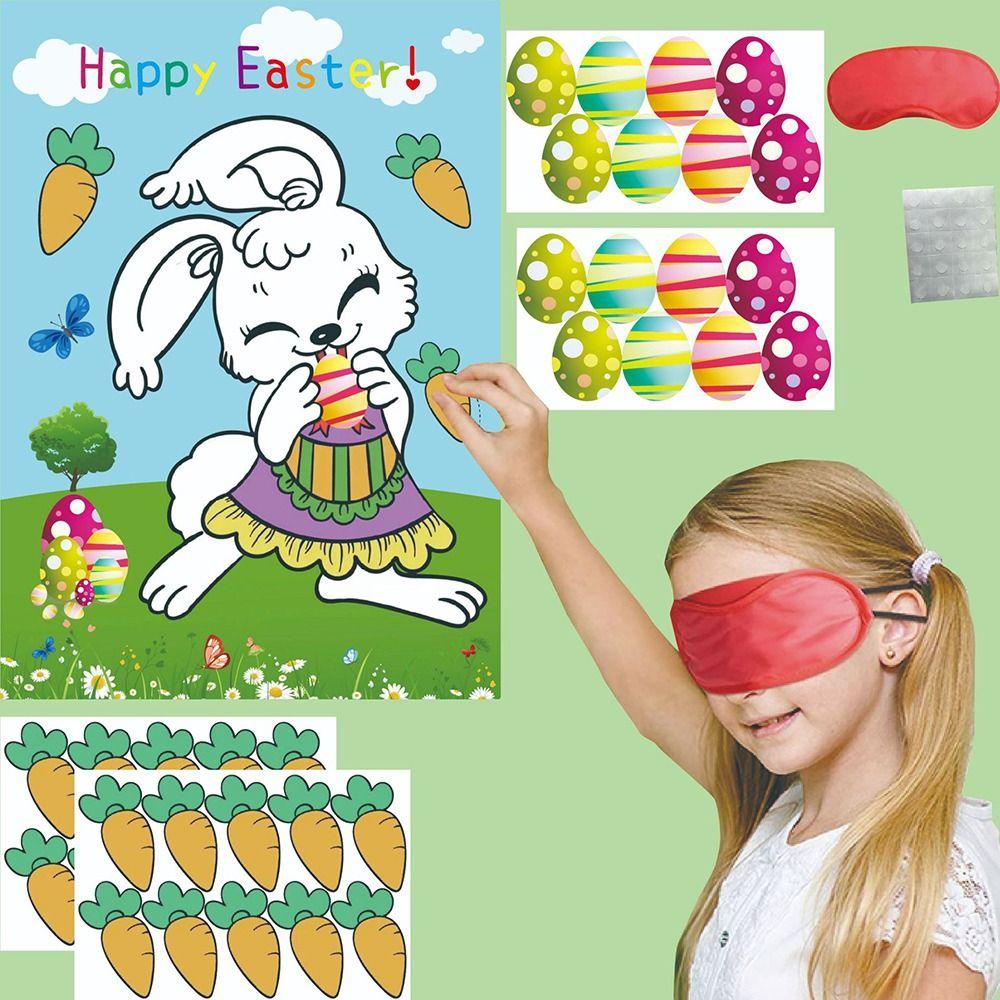 R-flower Lovely Easter Bunny Stiker Bunga Untuk Dekorasi Kamar Anak Nursery Ekspresi Kelinci Menggemaskan