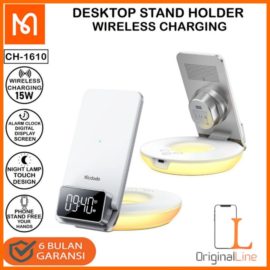 STAND WIRELESS CHARGER MCDODO CH-1610 15W + CLOCK LED DIGITAL DISPLAY